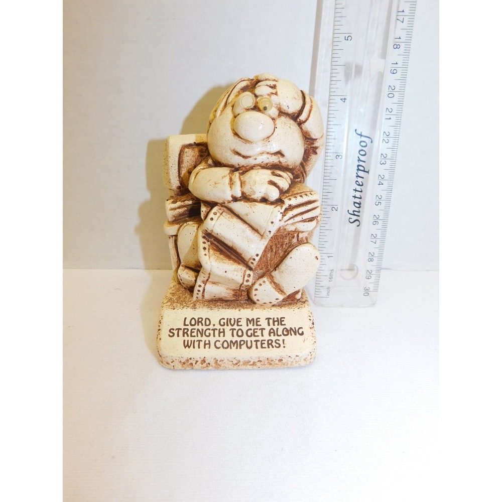 Vintage 1983 Paula Figurine Lord Give Me the Strength To Get Along With Computer